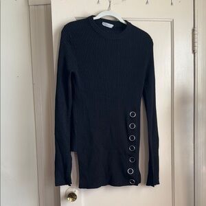 Blue Asymmetrical Buttoned Long Sleeve Hoodie